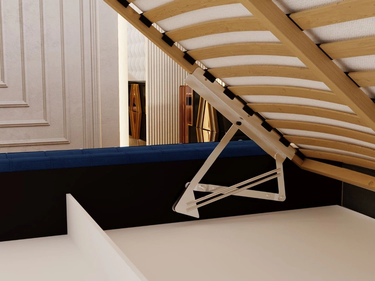 Łóżko tapicerowane z pojemnikiem i stelażem 120x200 Barbados Niebieskie