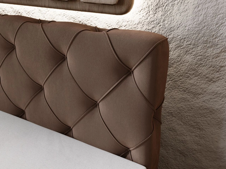 Łóżko kontynentalne z pojemnikiem na pościel 200x200 Napoli Brązowe