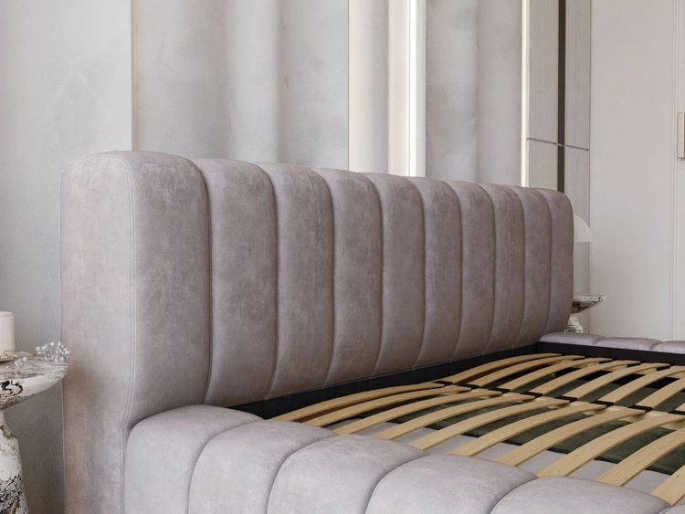 Łóżko tapicerowane z pojemnikiem na pościel i stelażem 160x200 Italia Szare