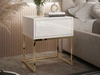 Stolik nocny z szufladą i złotymi nogami Brisa biały połysk