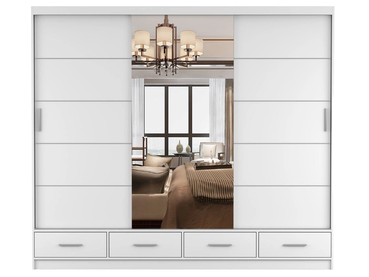 Szafa trzydrzwiowa z drzwiami przesuwnymi 250 cm Fiore Biała