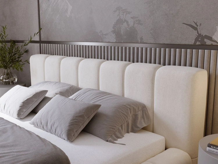 Łóżko tapicerowane z pojemnikiem i stelażem 160x200 Orio Beżowy