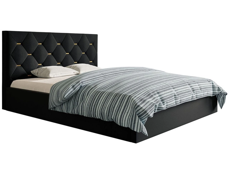 Łóżko tapicerowane z pojemnikiem i stelażem 180x200 Salento czarne