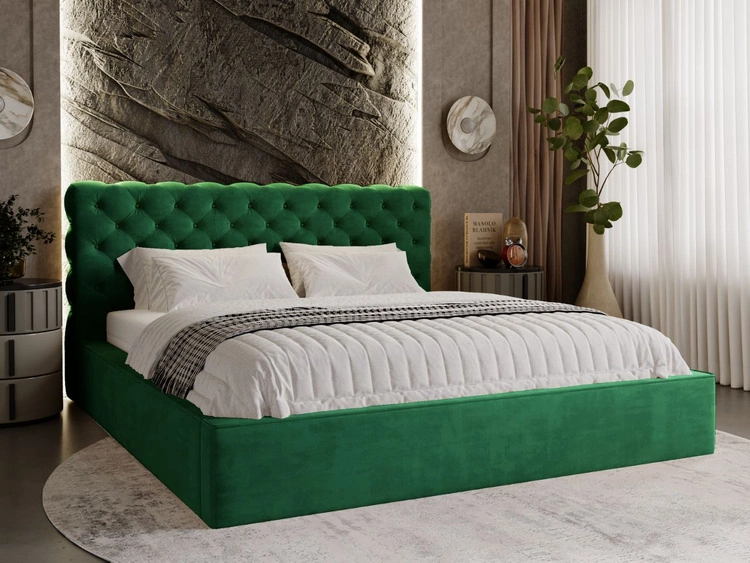 Łóżko tapicerowane z pojemnikiem i stelażem 120x200 Apollo Zielone