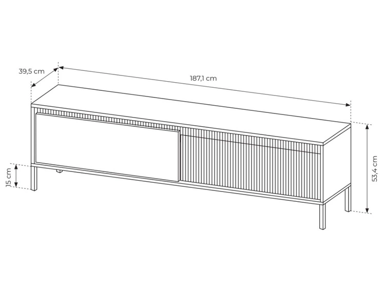 Szafka pod telewizor z drzwiczkami 187 cm Sorano Czarna