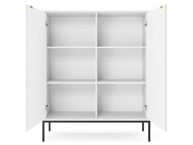 Komoda z drzwiami Amber biała na czarnych nogach