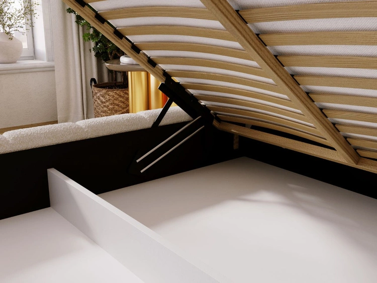 Łóżko tapicerowane z pojemnikiem i stelażem 180x200 Alicante Beżowe