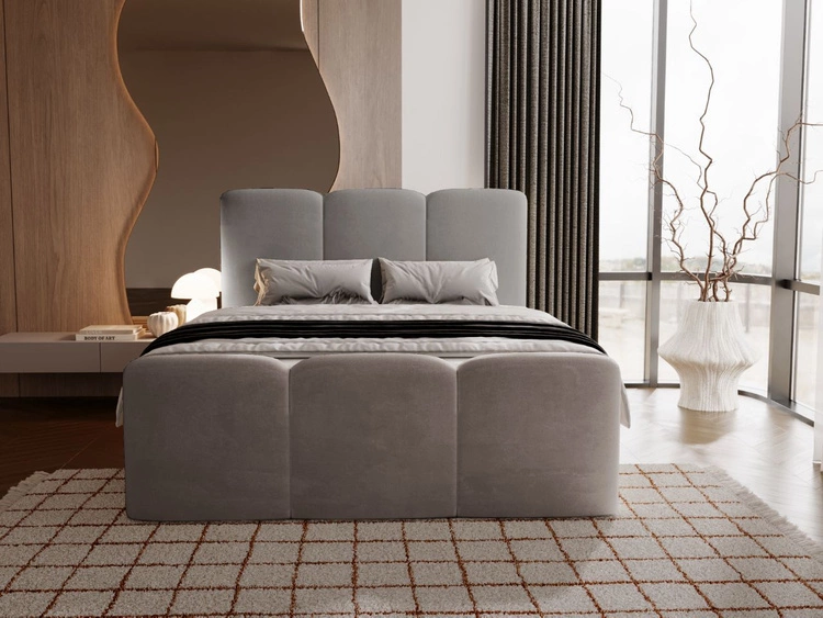 Łóżko kontynentalne z pojemnikiem na pościel 140x200 Campi Ciemnoszare