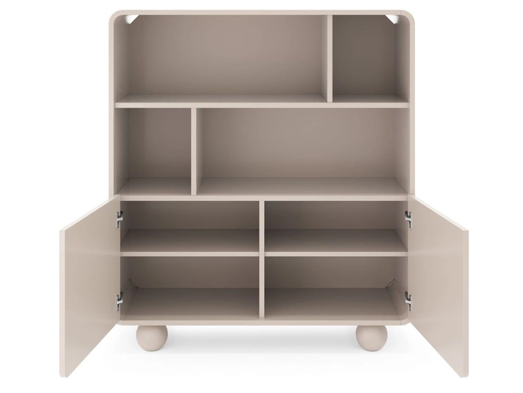 Regał na książki do salonu na kulistych nóżkach Soffio Kaszmir