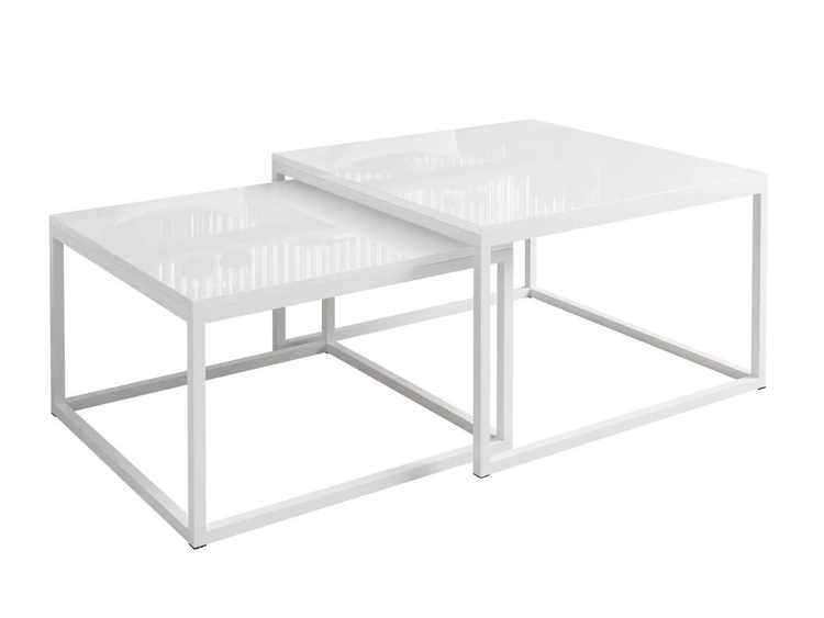 Stolik kawowy na białym stelażu Asumi Biały Połysk 40x46