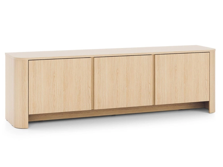 Szafka RTV ze złotą listwą dekoracyjną do salonu Brillo Dąb Vicenza