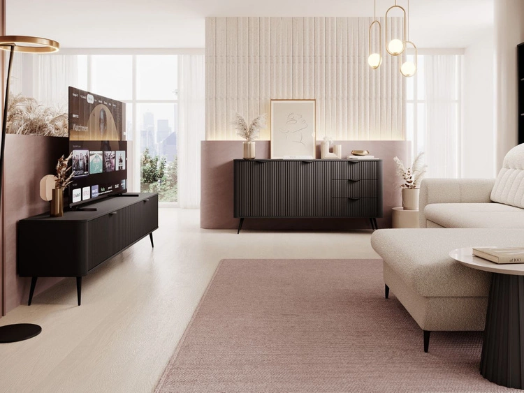 Szafka pod telewizor z drzwiczkami 200 cm Latina Czarna