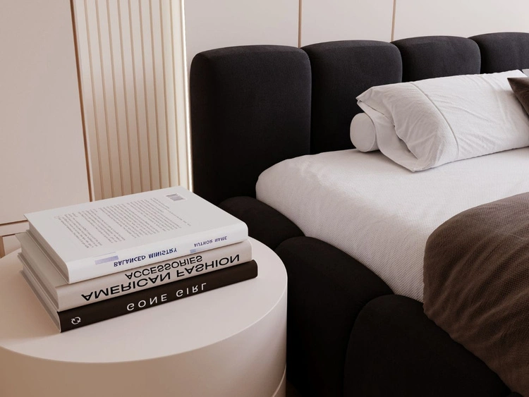 Łóżko tapicerowane z pojemnikiem i stelażem 160x200 Cloud Low czarne