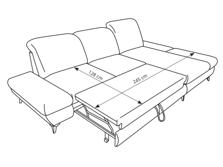 Narożnik L Lewy z funkcją spania i pojemnikiem Hannover Jasnoszary