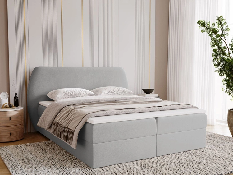 Łóżko kontynentalne z pojemnikiem na pościel 120x200 Bogota Jasnoszare