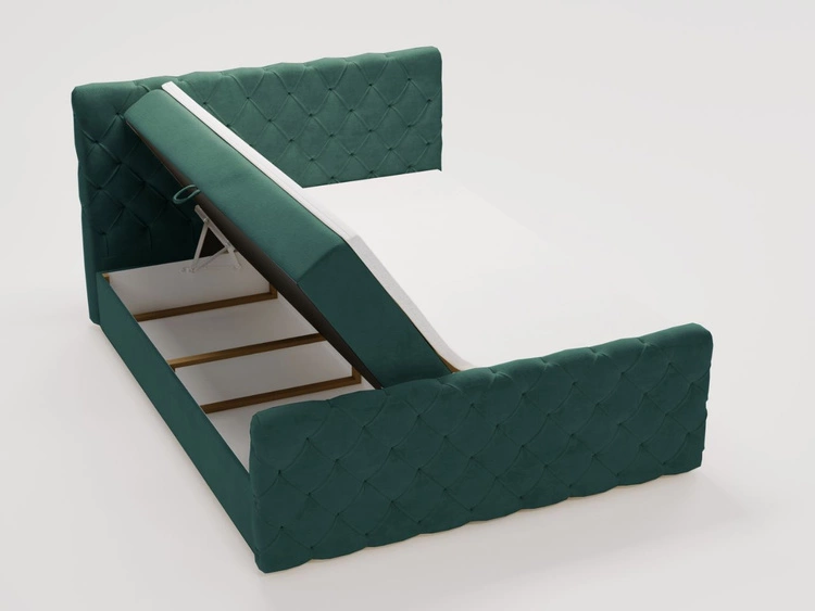 Łóżko kontynentalne z pojemnikiem na pościel 180x200 Lunaris Zielone