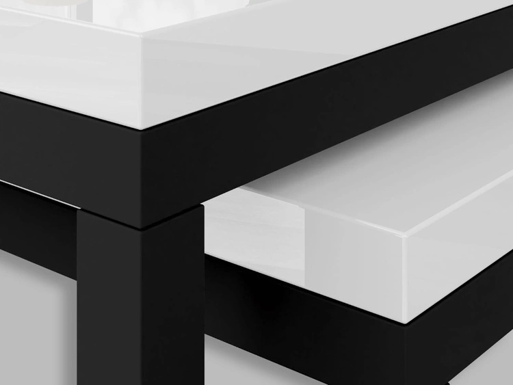 Stolik kawowy na czarnym stelażu Asumi Biały Połysk 40x42