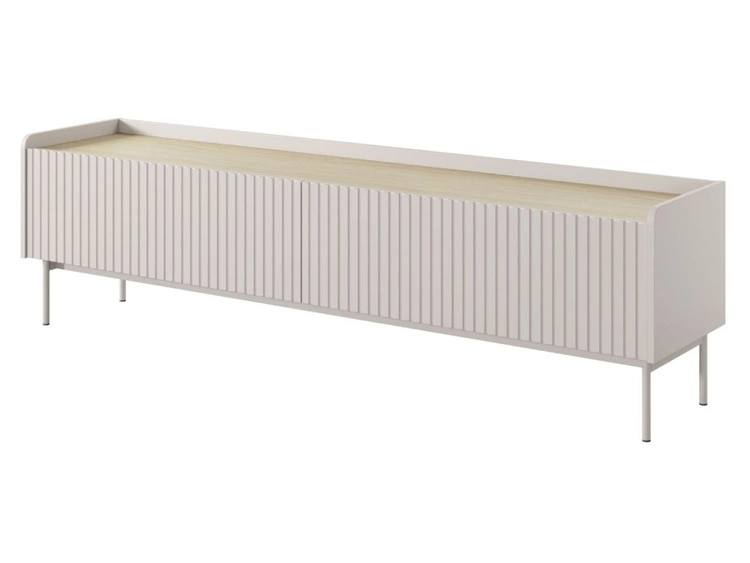 Szafka pod telewizor z drzwiczkami 181 cm Abios Beżowa, Dąb Scandi