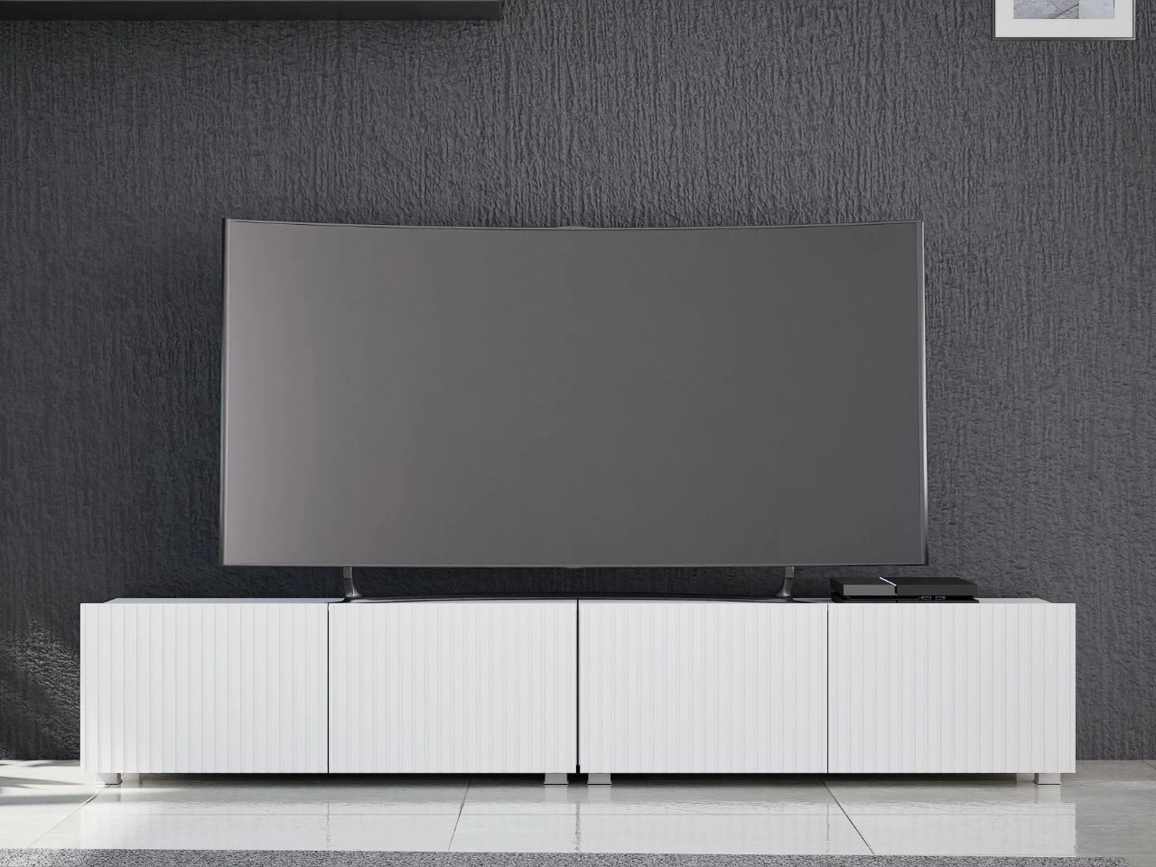 Zestaw szafek pod telewizor z drzwiczkami 200 cm Kioto Biały