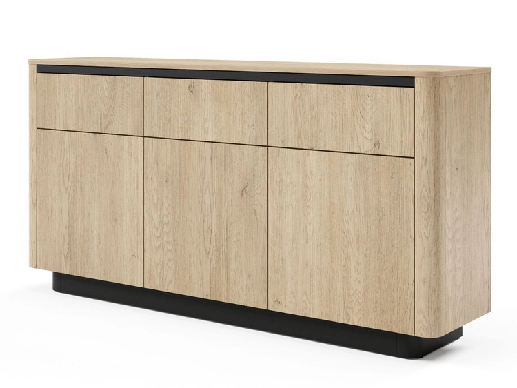 Komoda z drzwiami i szufladami 160 cm Fascino Dąb Cremona, czarny