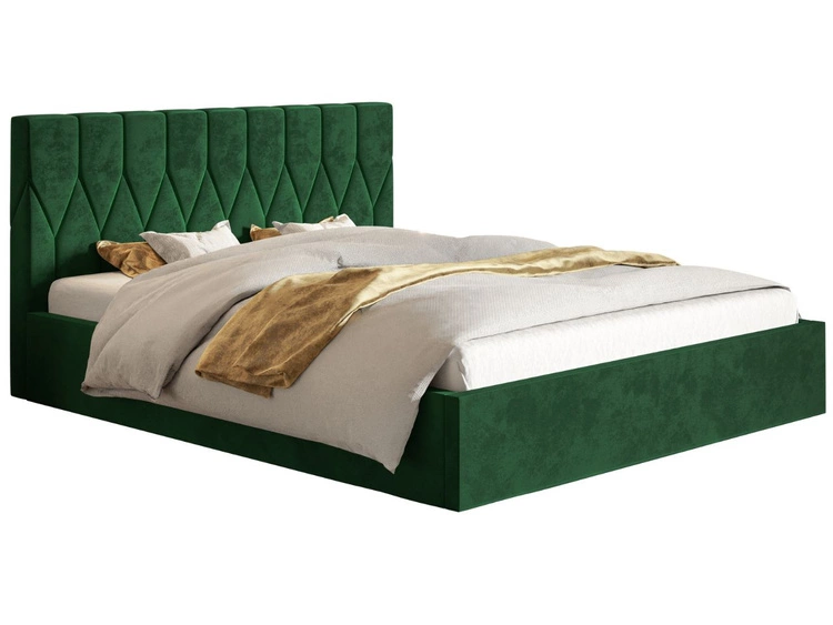 Łóżko tapicerowane z pojemnikiem i stelażem 160x200 Gaja Zielone