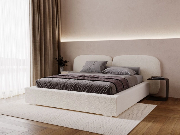 Łóżko tapicerowane z pojemnikiem i stelażem 120x200 Palermo Kremowe