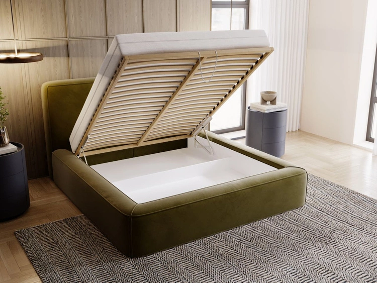 Łóżko tapicerowane z pojemnikiem i stelażem 120x200 Amaro Zielone