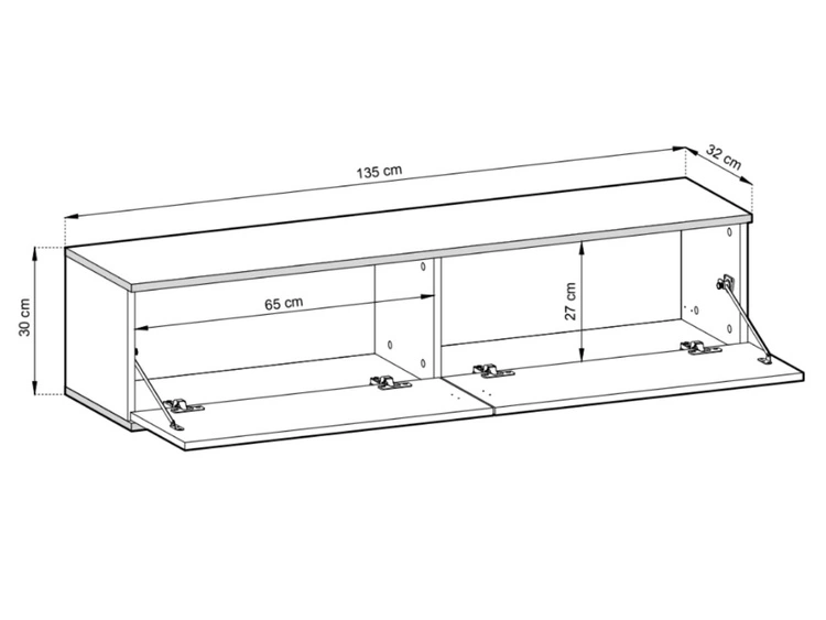 Szafka wisząca pod telewizor z drzwiczkami 135 cm z gładkim frontem Diolo Beżowa