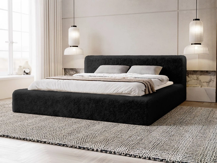 Łóżko tapicerowane z pojemnikiem i stelażem 120x200 cm Enjoy Czarne