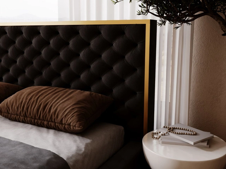 Łóżko tapicerowane z pojemnikiem i stelażem 120x200 Bonito Czarny