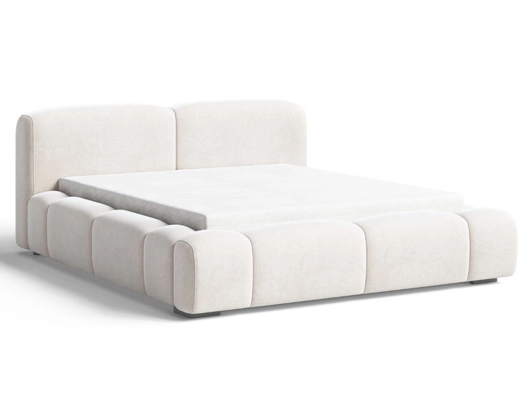 Łóżko tapicerowane z pojemnikiem i stelażem 180x200 Aubi Kremowe