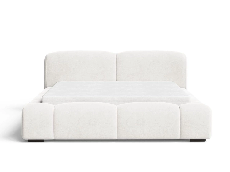 Łóżko tapicerowane z pojemnikiem i stelażem 180x200 Aubi Kremowe