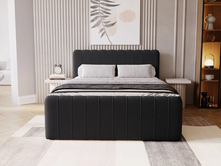 Łóżko kontynentalne z pojemnikiem na pościel 160x200 Osteno Czarne