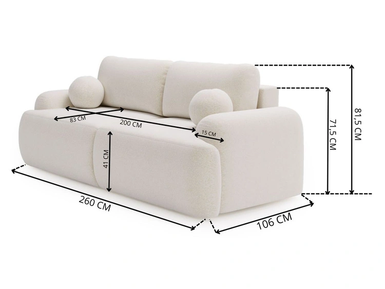 Kanapa z funkcją spania i pojemnikiem Aurio Brązowa