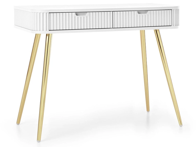 Toaletka z złotymi metalowymi nogami Viva Biała