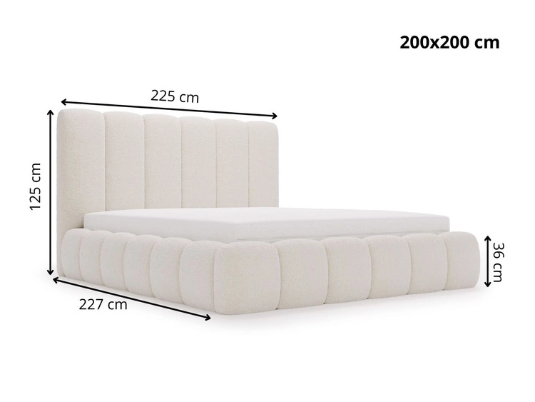 Łóżko tapicerowane z pojemnikiem i stelażem 200x200 Imperial Jasnoszary