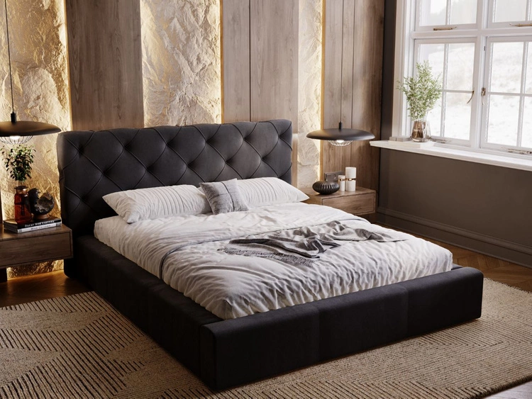 Łóżko tapicerowane z pojemnikiem i stelażem 120x200 Milano Antracytowe