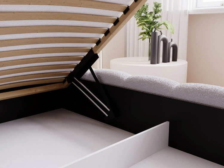 Łóżko tapicerowane z pojemnikiem i stelażem 160x200 Cloud Low szare