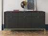 Komoda z drzwiami i szufladami Amber czarna na złotych nogach