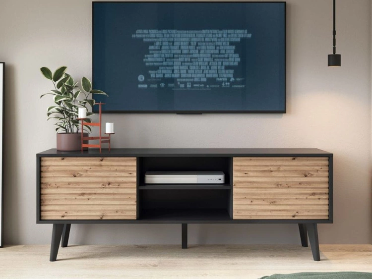 Szafka pod telewizor z drzwiczkami Astro Czarna