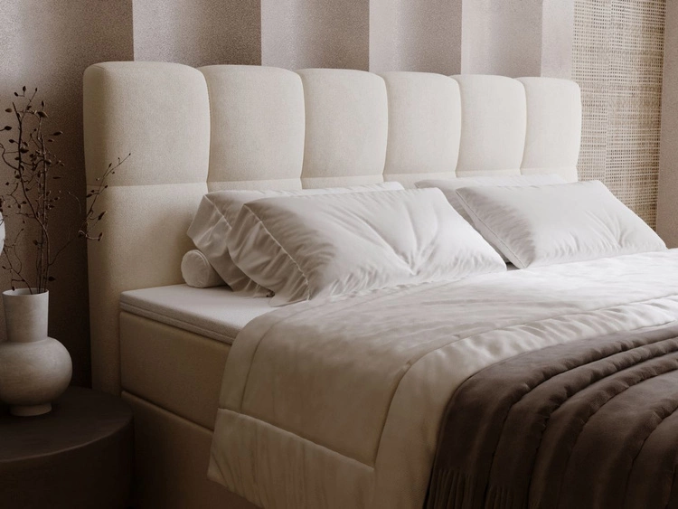 Łóżko kontynentalne z pojemnikiem na pościel 200x200 Maison Beżowe