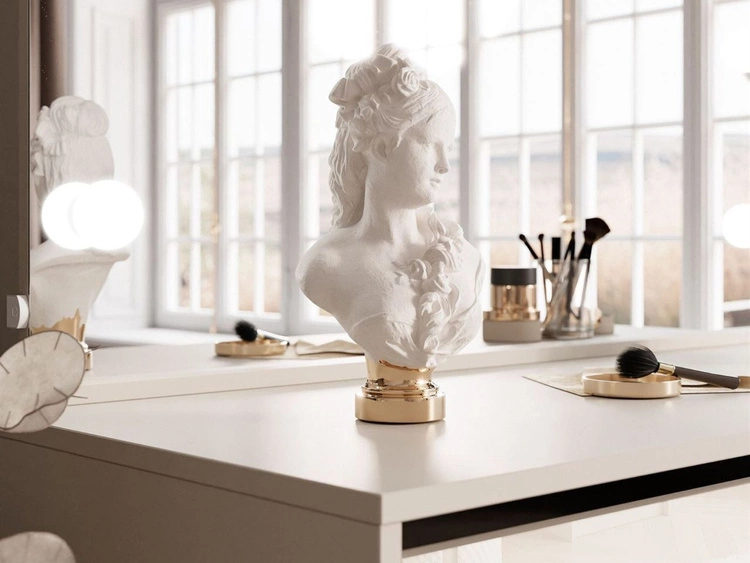 Toaletka z lustrem, szufladami i oświetleniem LED Melo Elite kaszmir połysk