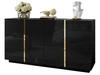 Czterodrzwiowa komoda 158 cm w stylu glamour Lunelie czarny połysk