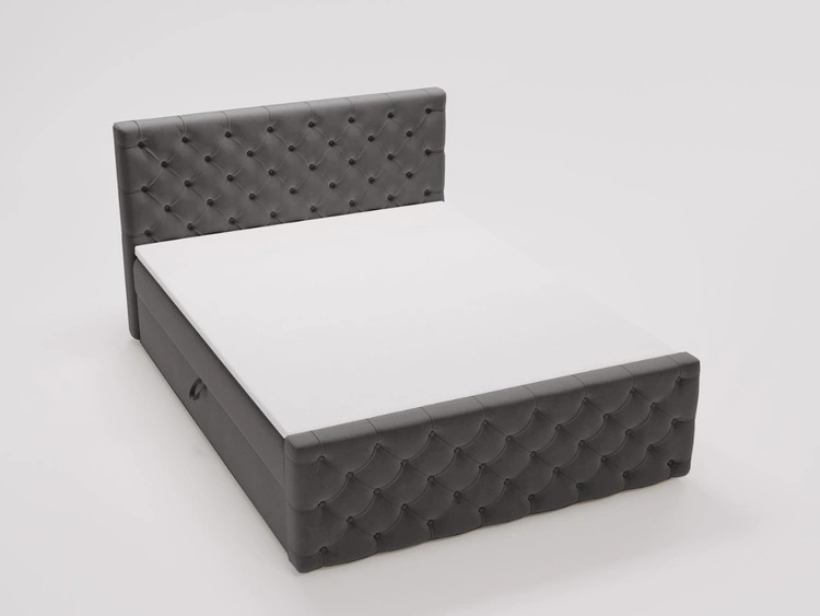 Łóżko kontynentalne z pojemnikiem na pościel 180x200 Montego Antracytowe