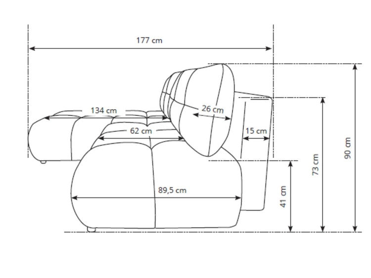 Narożnik z funkcją spania i pojemnikiem Lewy Milet Szary