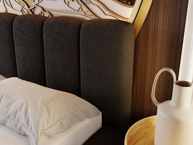 Łóżko tapicerowane z pojemnikiem i stelażem 160x200 Cloud czarne