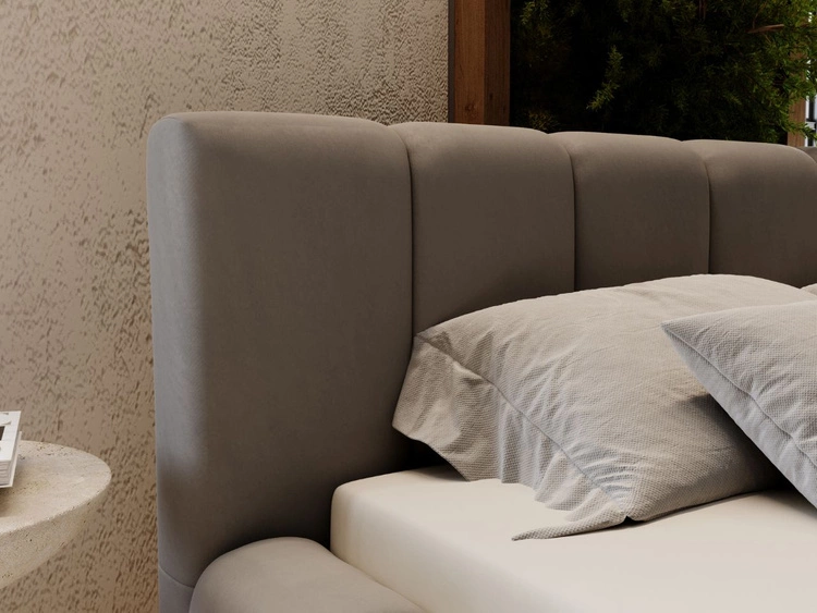 Łóżko tapicerowane z pojemnikiem i stelażem 140x200 Split Szary