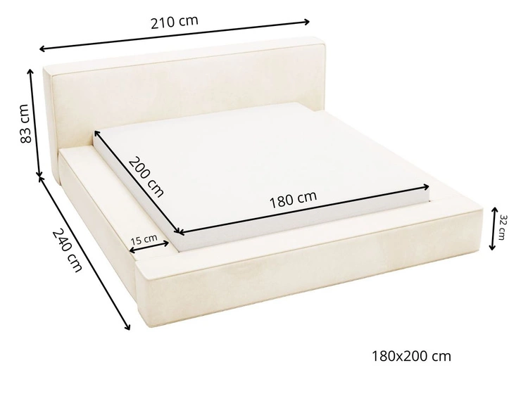 Łóżko tapicerowane z pojemnikiem i stelażem 180x200 Mali Czarne