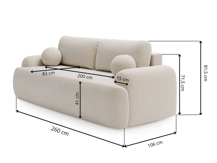 Kanapa z funkcją spania i pojemnikiem Aurio Szara