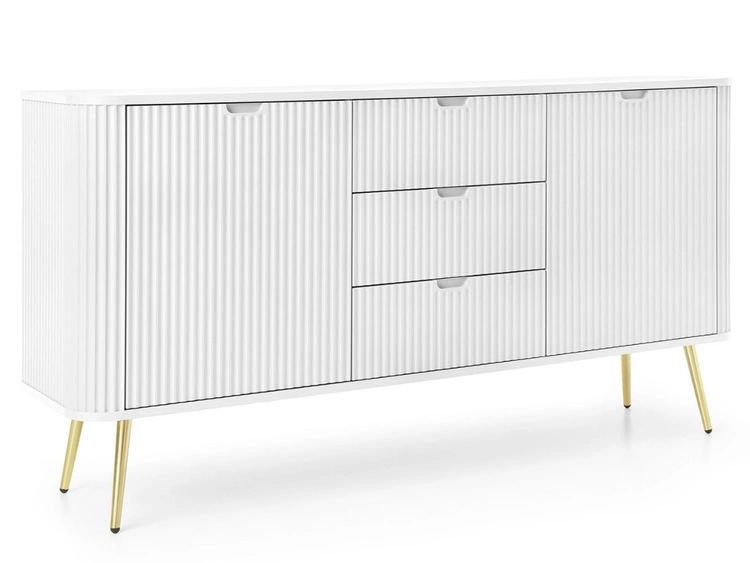 Komoda z drzwiami i szufladami na złotych nogach Viva Biała